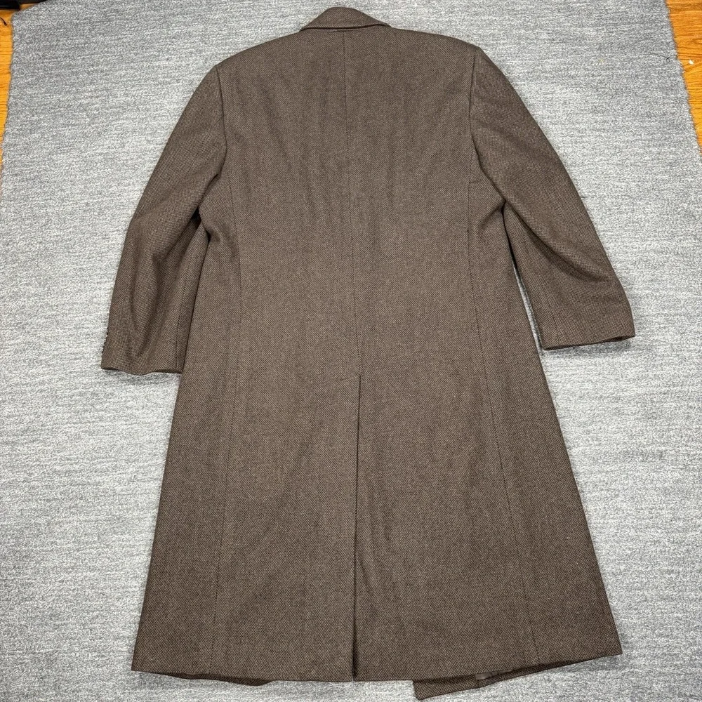 Vintage Bernhard Altmann Coat Men 44R Brown Wool Overcoat Classic Pockets Formal